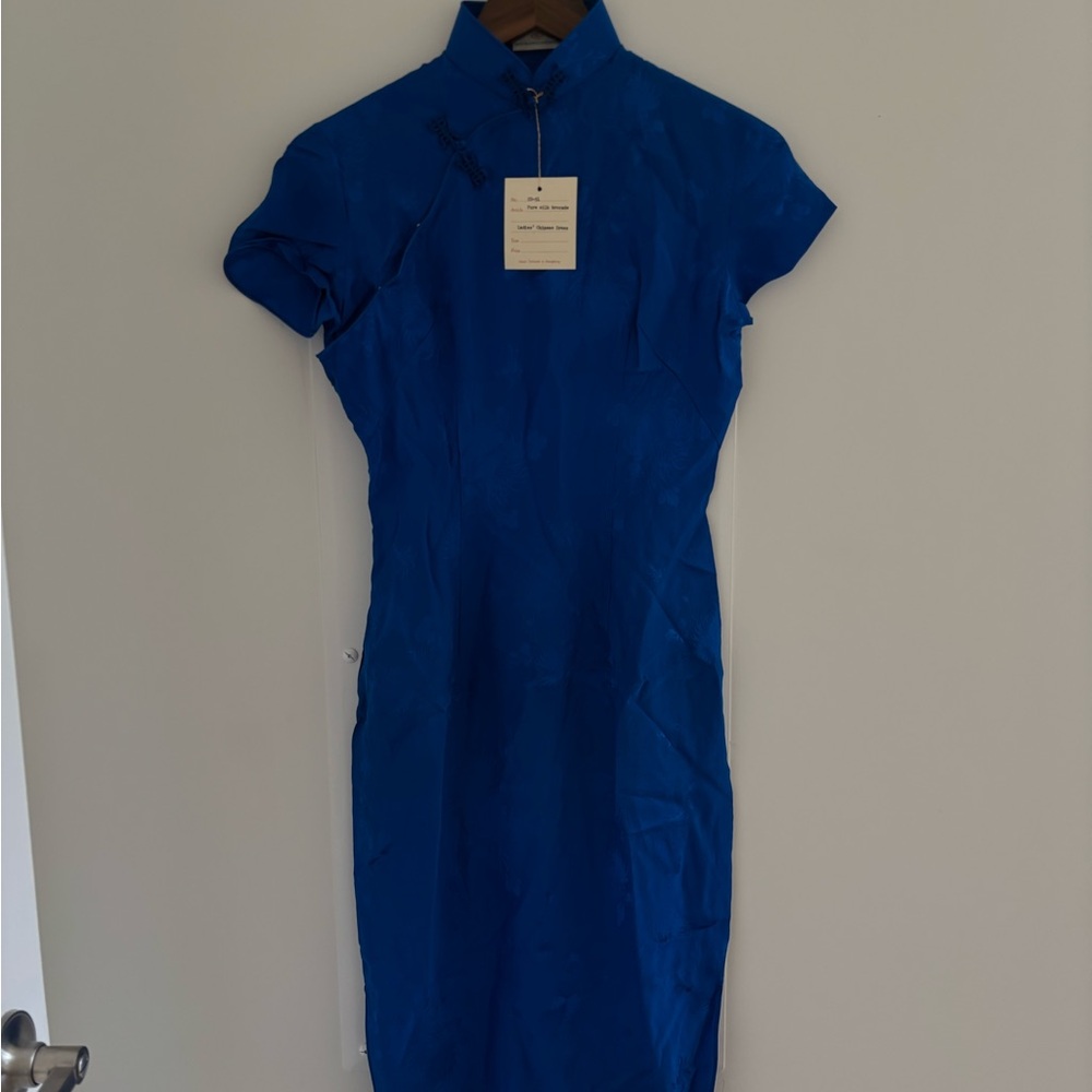 60s Vintage Chinese Qipao silk dress NWT handmade in Hong Kong - Picture 3 of 9